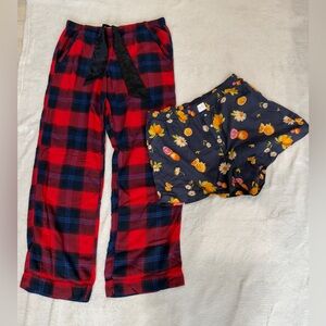 Abercrombie & Fitch Red Plaid and Floral Pajama Bottoms